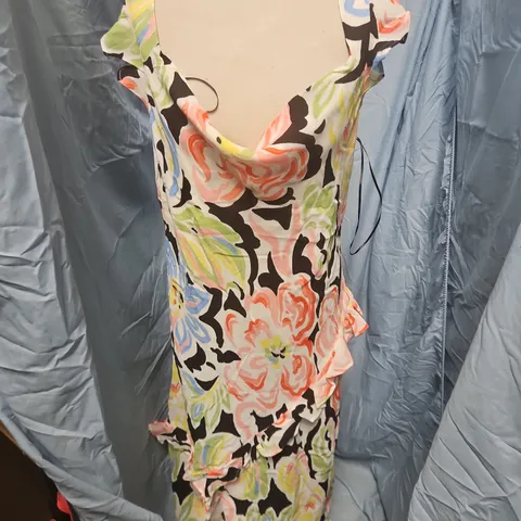 NOBODY'S CHILD MANON ABSTRACT JUNIPER MIDAXI DRESS – UK 16 (EU 44, US 12) ECOVERO, MADE IN VIETNAM