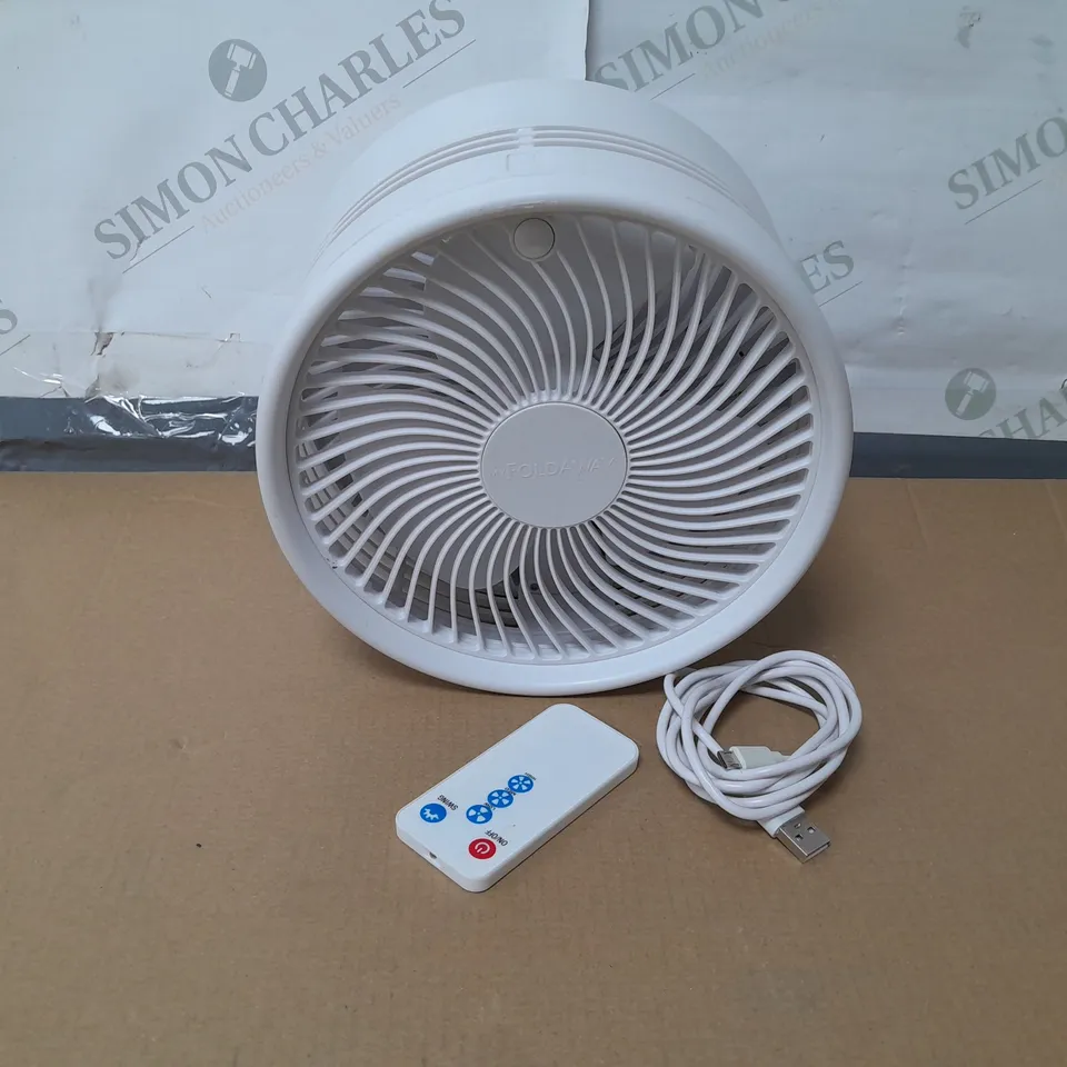 BELL & HOWELL OSCILLATING FOLDING RECHARGEABLE FAN IN WHITE