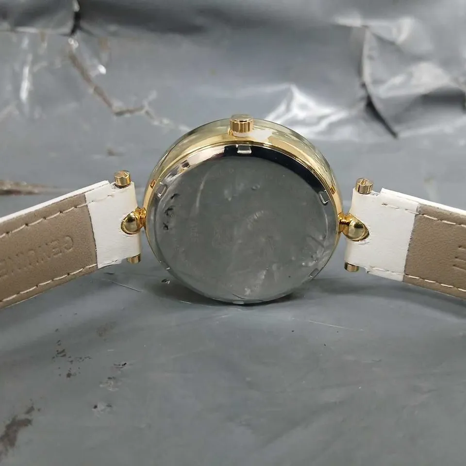 VERSACE STAINLESS STEEL BRACELET WATCH WITH WHITE STRAP