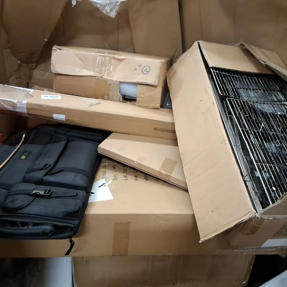 PALLET OF ASSORTED HOUSEHOLD ITEMS TO INCLUDE BEAU JARDIN FOLDING WAGON, POP UP TENT AND BBQ