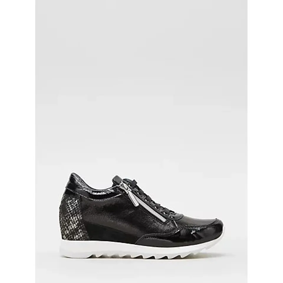 RUTH LANGSFORD WEDGE TRAINER- BLACK SIZE 5