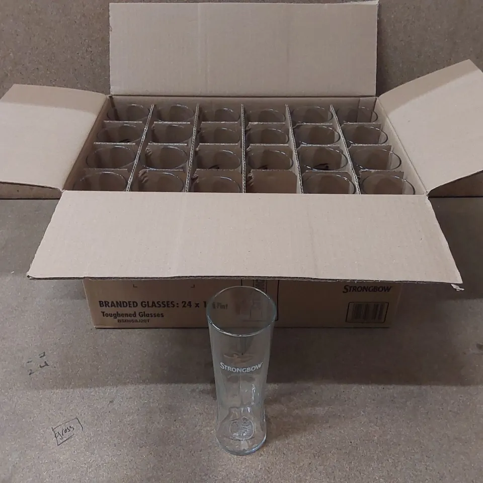 BOX OF APPROXIMATELY 24x STRONGBOW PINT GLASSES