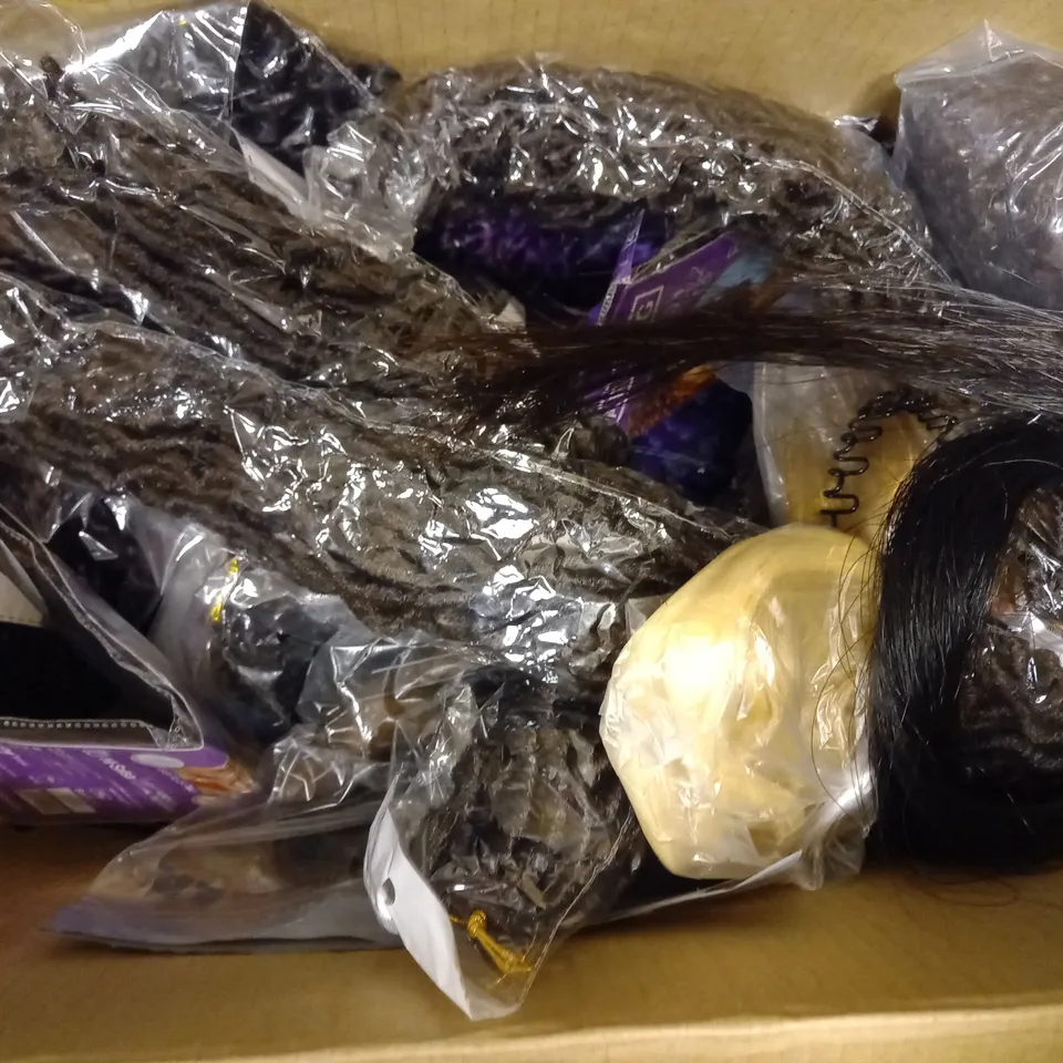 LOT OF APPROXIMATELY 25 ASSORTED WIGS & HAIR EXTENSIONS