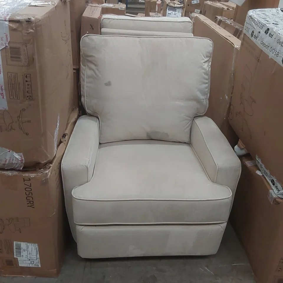 DESIGNER FABRIC UPHOLSTERED SWIVEL/ROCKING ARMCHAIR