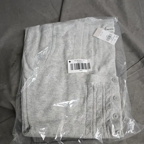 HOLLISTER GREY KNIT CARDIGAN, LARGE