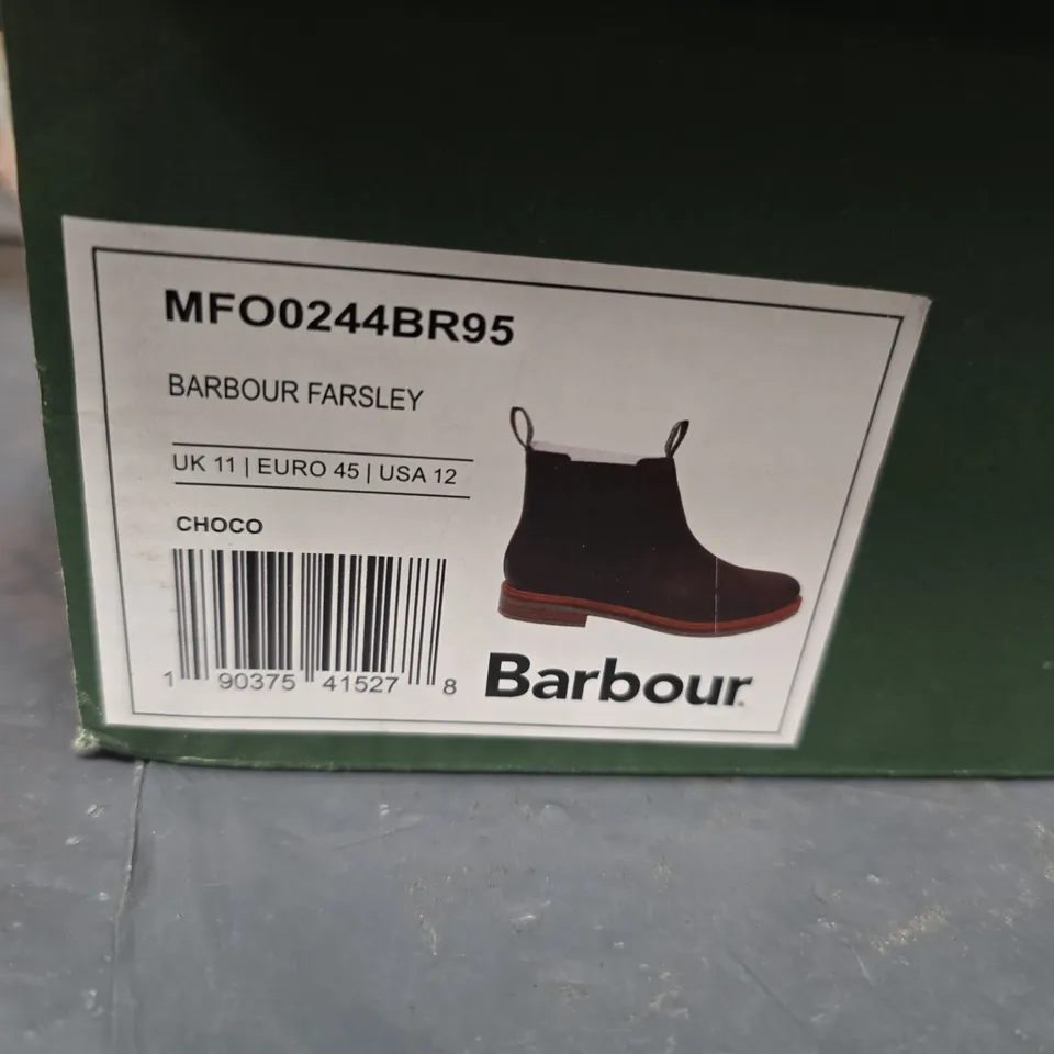 BARBOUR FARSLEY CHELSEA BOOTS - CHOCOLATE BROWN LEATHER, UK 11 (EU 45) MEN'S