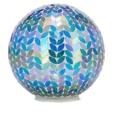 GARDEN REFLECTIONS COLOUR CHANGING 20CM MOSAIC BATTERY OPERATED GLOBE LIGHT IN BLUE