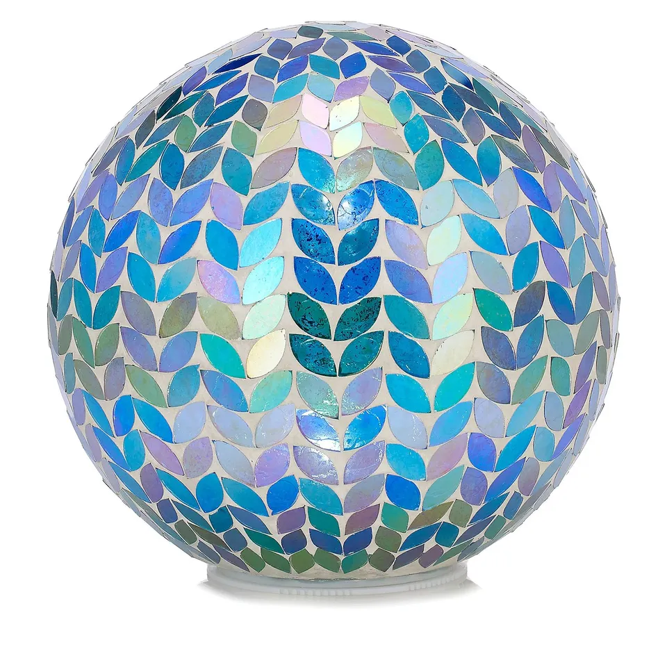 GARDEN REFLECTIONS COLOUR CHANGING 20CM MOSAIC BATTERY OPERATED GLOBE LIGHT IN BLUE