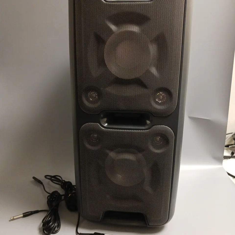BOXED SHARP PARTY SPEAKER SYSTEM BLUETOOTH ENABLED PORTABLE BOOMBOX SUPER BASS AND FLASHING LED INCLUDES MICROPHONE