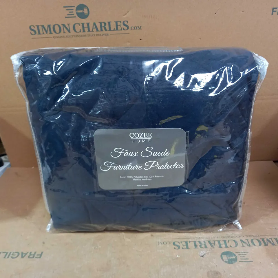 COZEE HOME FAUX SUEDE QUILTED FURNITURE PROTECTOR - 2 SEATER, NAVY