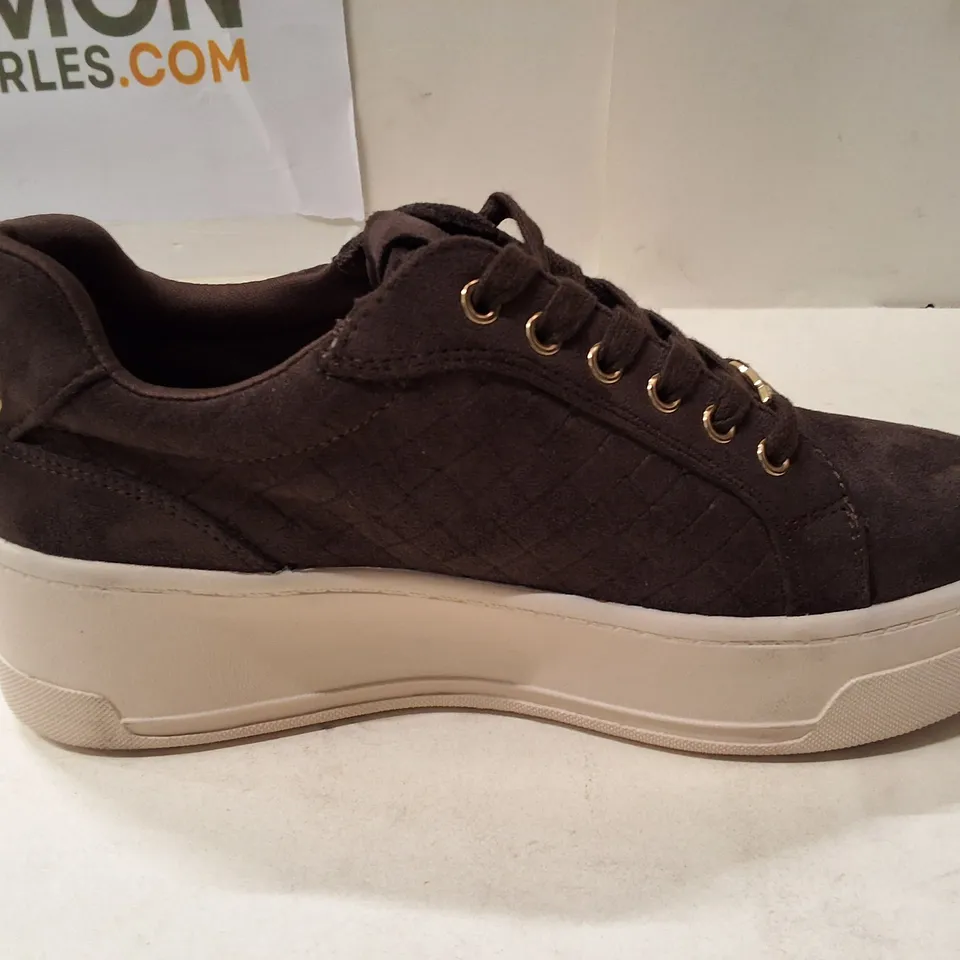 River Island Brown-Dark Suede Platform Trainers – UK 5 (EU 38)