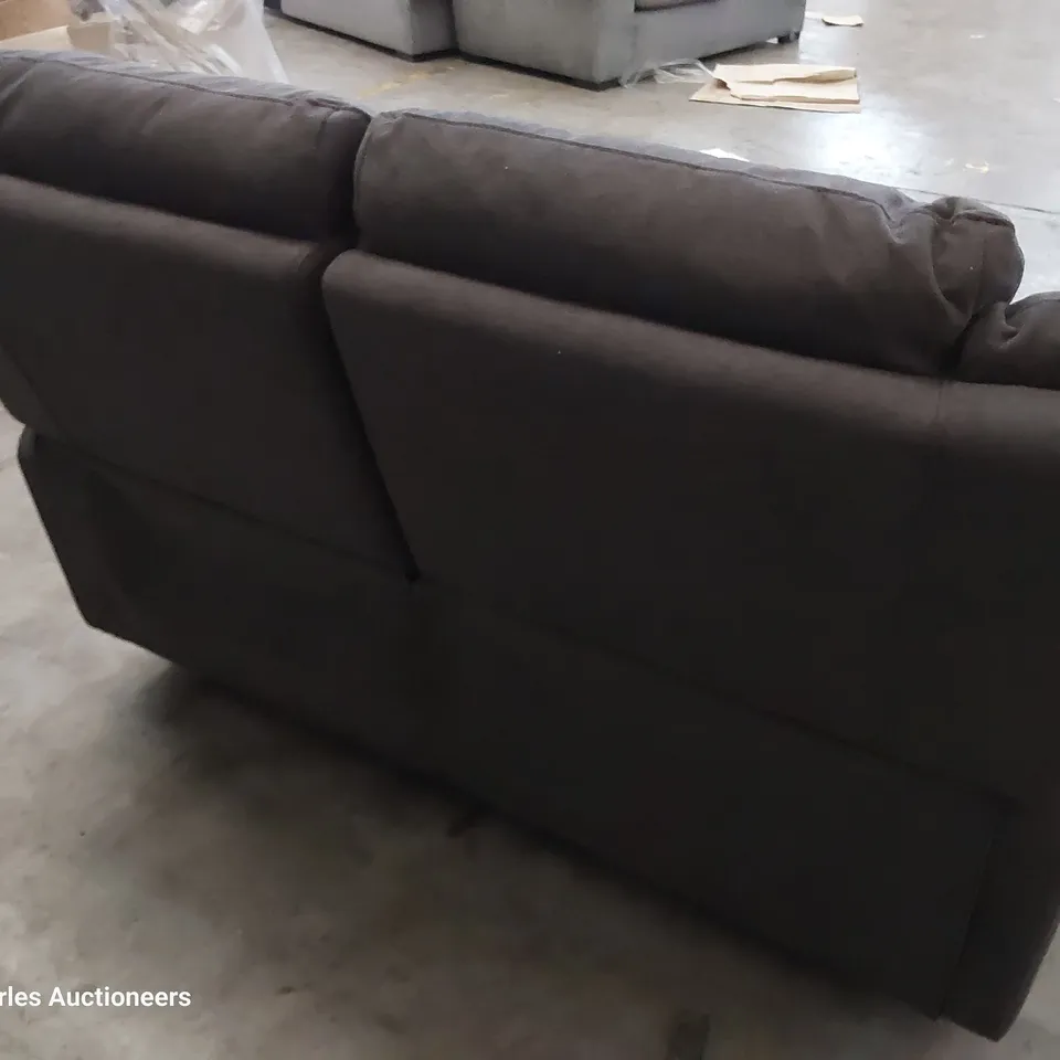 DESIGNER MANUAL RECLINING TWO SEATER SOFA CHARCOAL FABRIC 