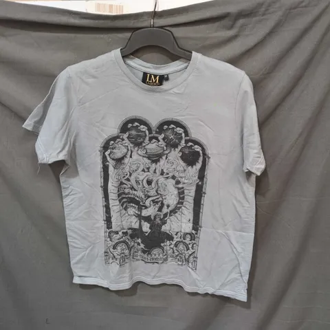 LA MORT CLOTHING T-SHIRT – GREY GRAPHIC PRINT, SIZE M