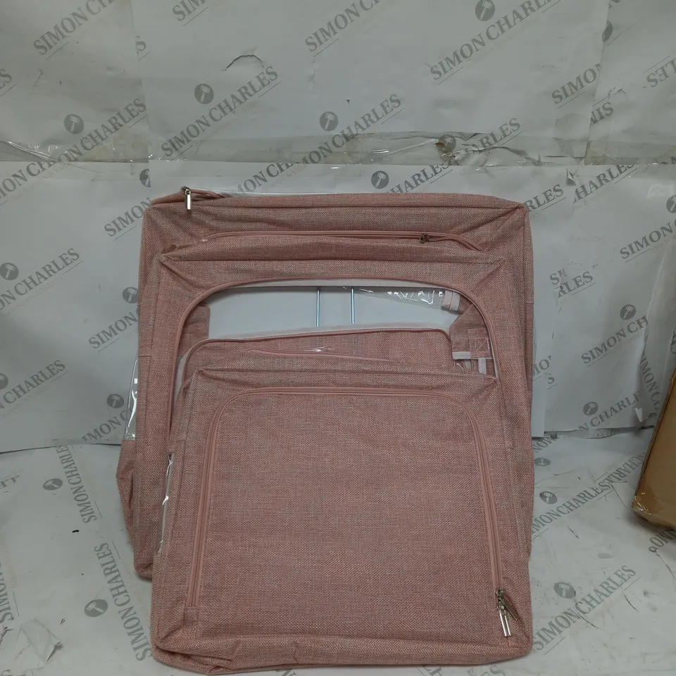 PERIEA SET OF LINEN LOOK COLLAPSIBLE STORAGE BOXES IN PINK 