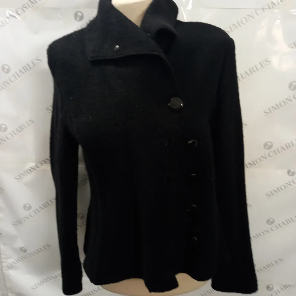 JOYCE RIDINGS BUTTON FRONT BLACK JACKET - SIZE UNSPECIFIED