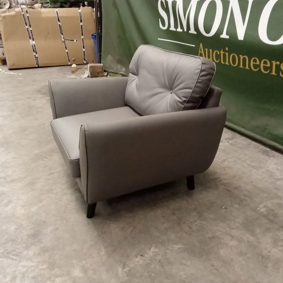 PAULO FAUX LEATHER STANDARD BACK ARMCHAIR - GREY RRP £449