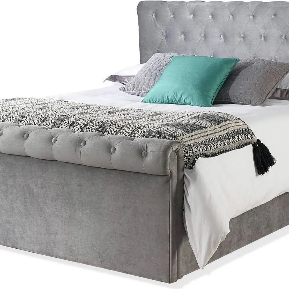 BOXED ASPIRE SHEFFIELD 6FT SUPERKING OTTOMAN TV BED - GREY (3 BOXES)