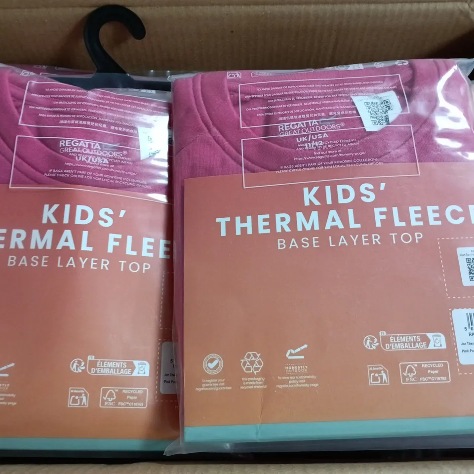 APPROXIMATELY 15 BRAND NEW REGATTA KIDS THERMAL FLEECE BASE LAYER TOPS IN PINK POTION - 11-12YRS