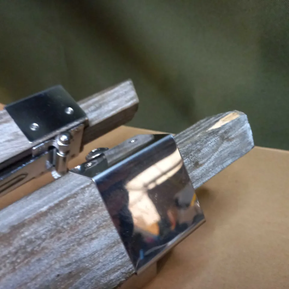 DESIGNER WOOD/CHROME TRIPOD LAMP