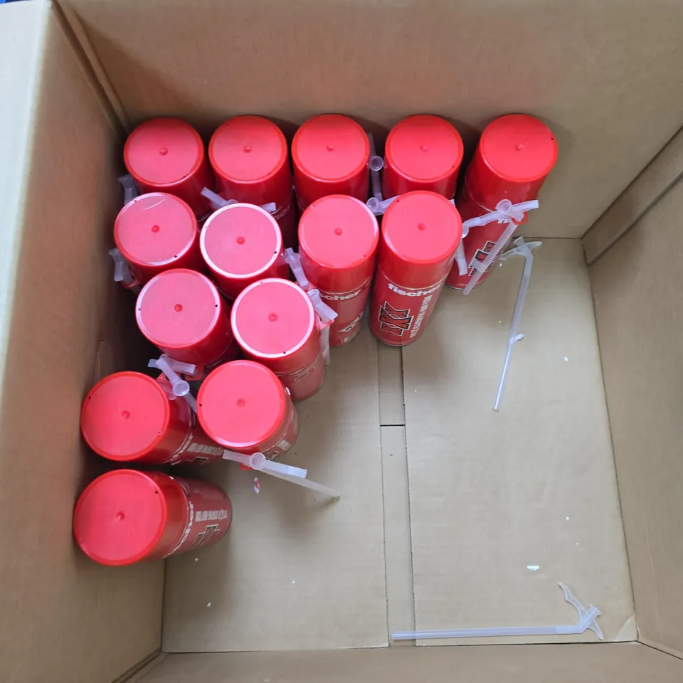 BOX OF APPROXIMATELY 14 CANS OF FISCHER TRIPLE X EXPANDING HAND FOAM 500ML PER CAN