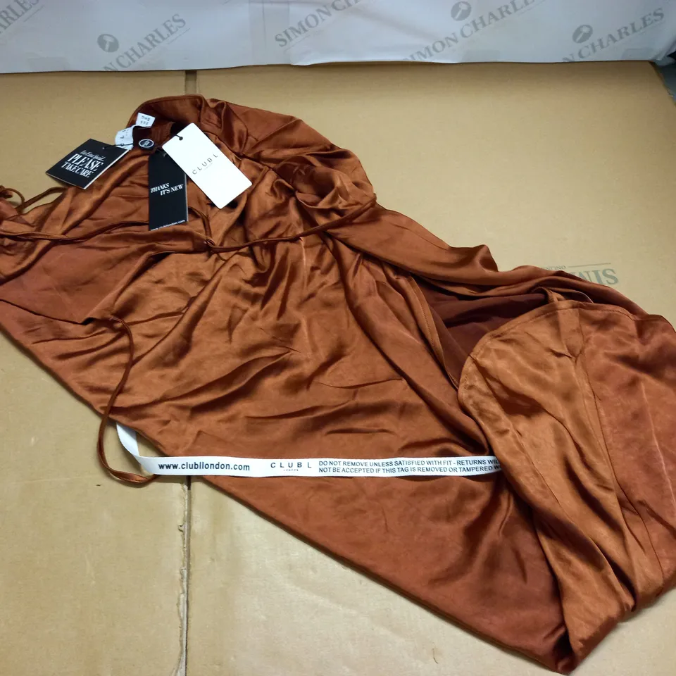 CLUB OF LONDON RUST CAMI COWL NECK DRESS - UK 12