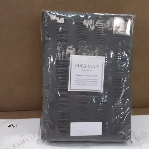 BRAND NEW HIGHAMS SEERSUCKER DUVET SET - KING SIZE (CHARCOAL)