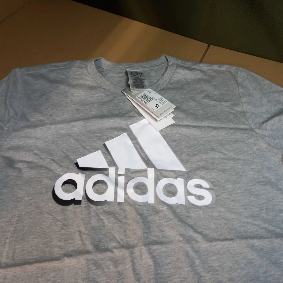 ADIDAS GREY MARL/LOGO TEE - MEDIUM