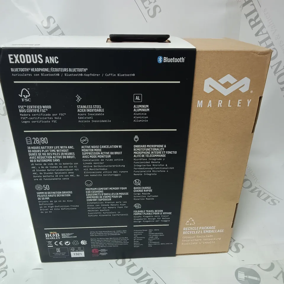 BOXED MARLEY EXODUS AND BLUETOOTH HEADPHONES