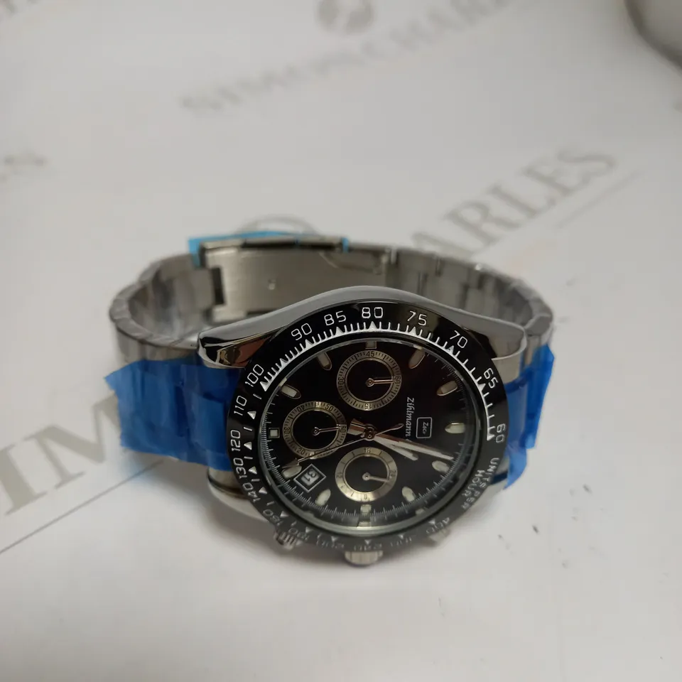 MENS ZIHLMANN & CO Z400 WATCH – CHRONOGRAPH MOVEMENT – STAINLESS STEEL STRAP – BLACK DIAL – 3ATM WATER RESISTANT
