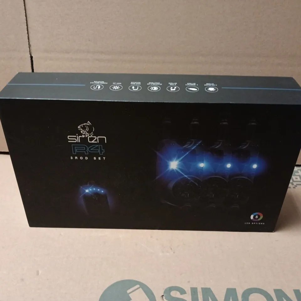 BOXED NASH R4 SIREN FISHING BITE ALARM 3 ROD & RECEIVER SET