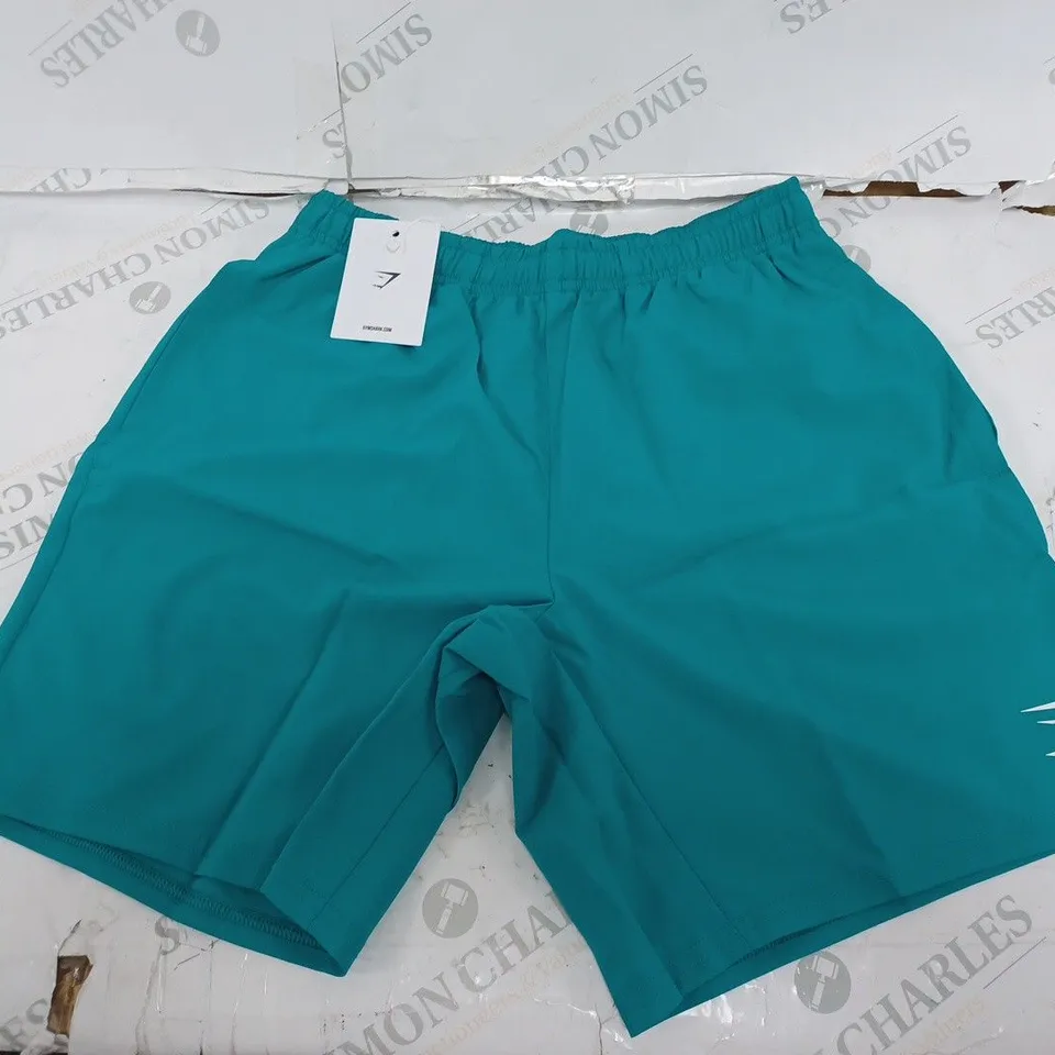 GYMSHARK SEAFOAM BLUE ARRIVAL 7" SHORTS- SMALL