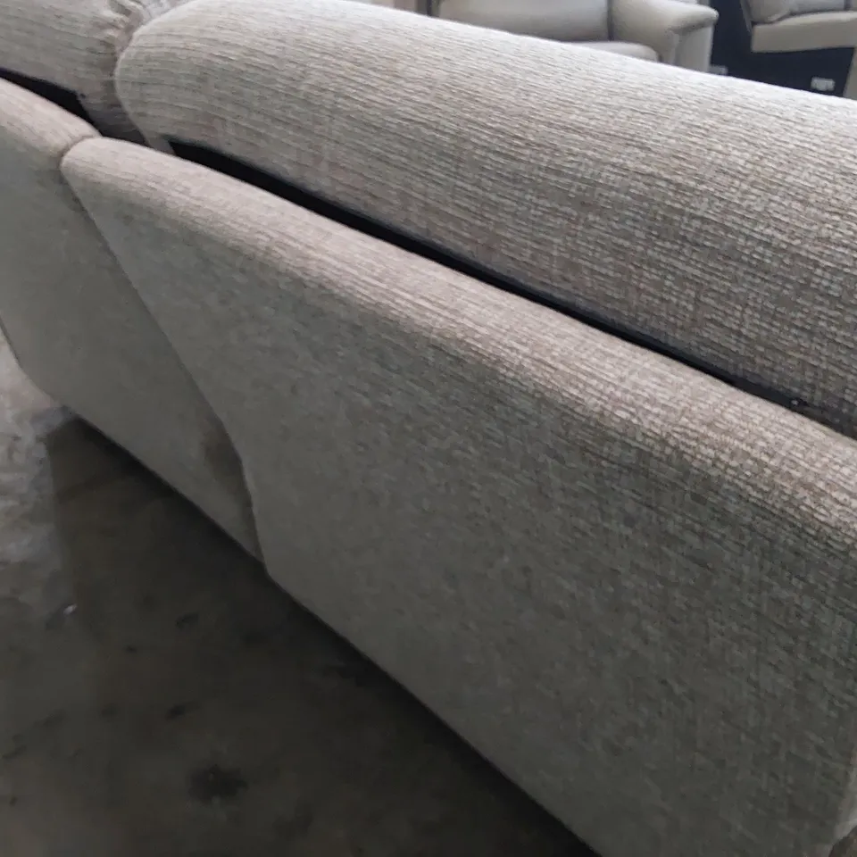 QUALITY BRITISH DESIGNER G PLAN POWER RECLINING THREE SEATER SOFA LIGHT GREY FABRIC 