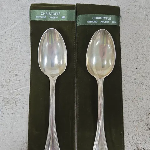 PAIR OF CHRISTOFLE STERLING ARGENT 925 DESSERT SPOONS