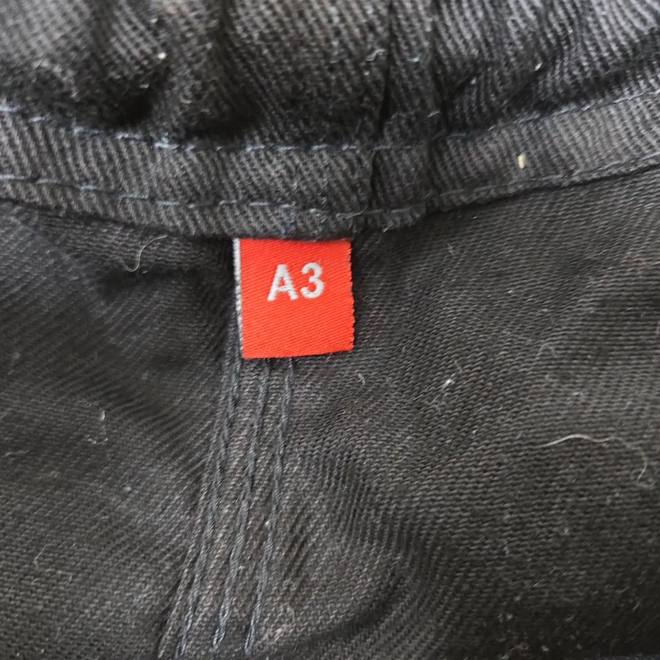 BLACK MARTIAL ARTS PANTS WITH ORANGE LOGO – SIZE A3