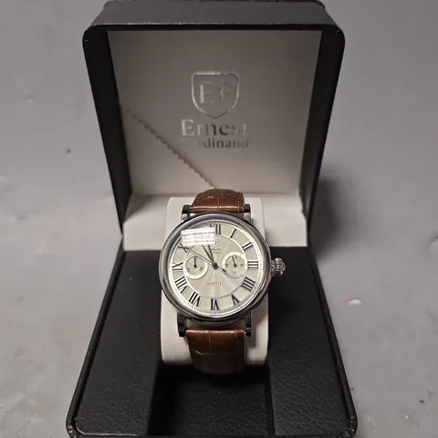 ERNEST FERDINAND WATCH – FUNCTIONING SUB DIALS – LEATHER STRAP
