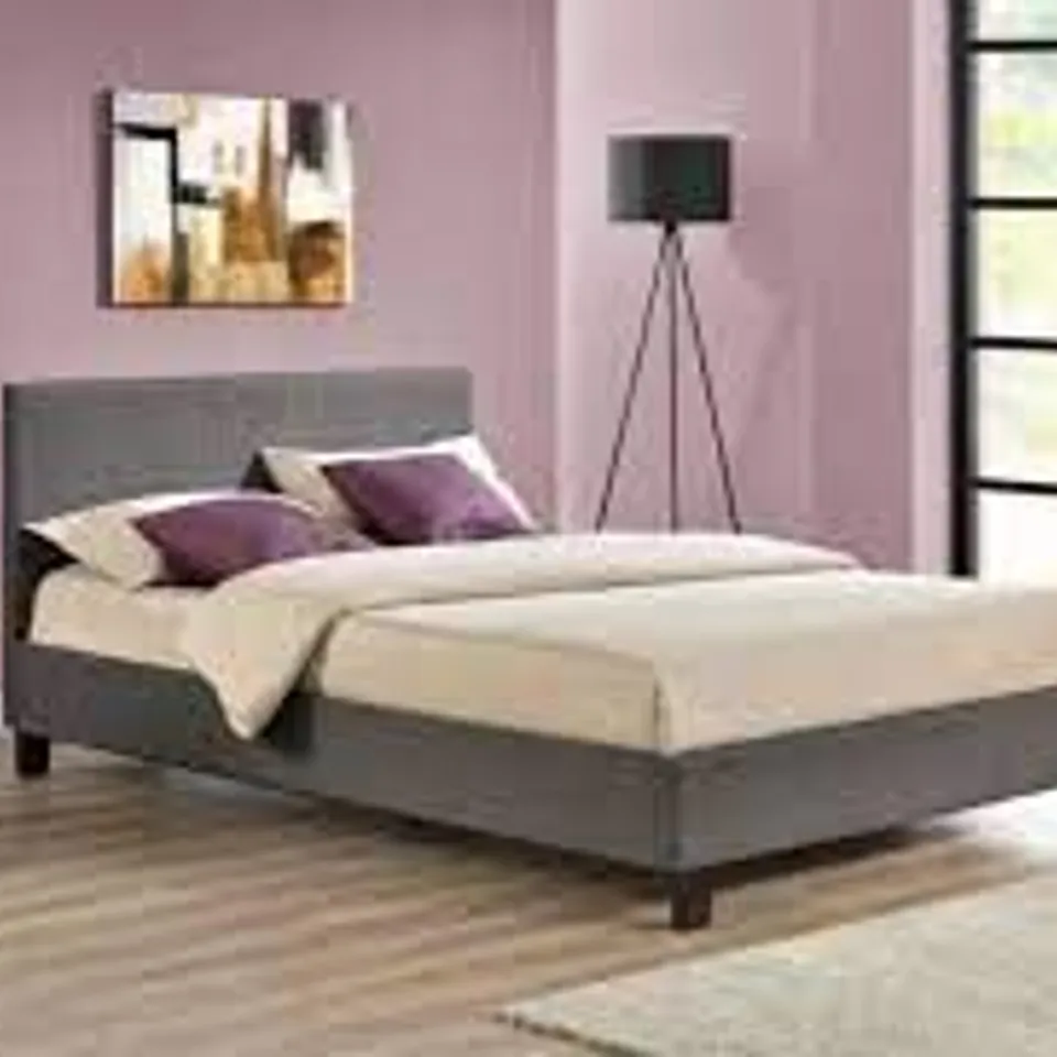 BOXED 135CM BERLIN FABRIC DOUBLE BED FRAME - GREY