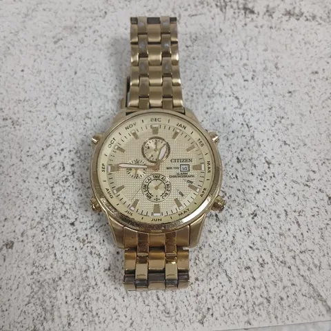 CITIZEN GOLD-TONE CHRONOGRAPH WATCH – BRACELET, DATE WINDOW