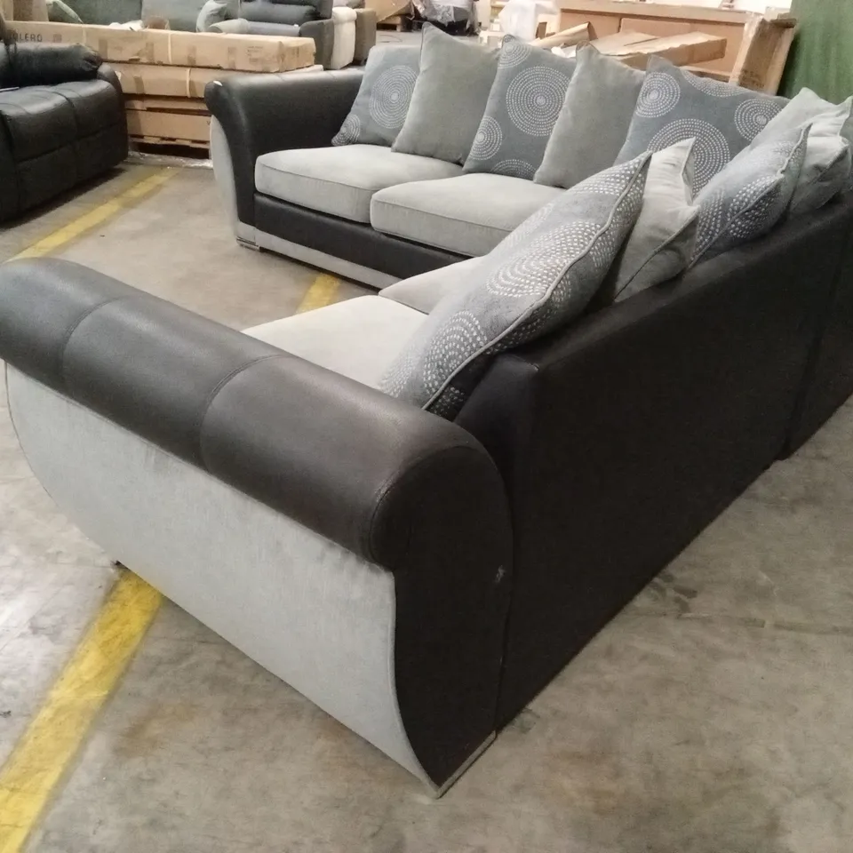 DANUBE FABRIC/FAUX LEATHER CORNER GROUP SOFA RRP £1199