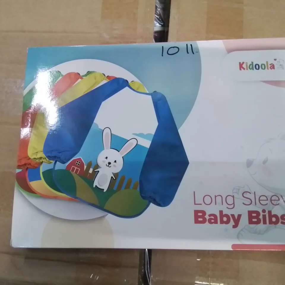 BOXED KIDOOLA LONG SLEEVE BABY BIBS 