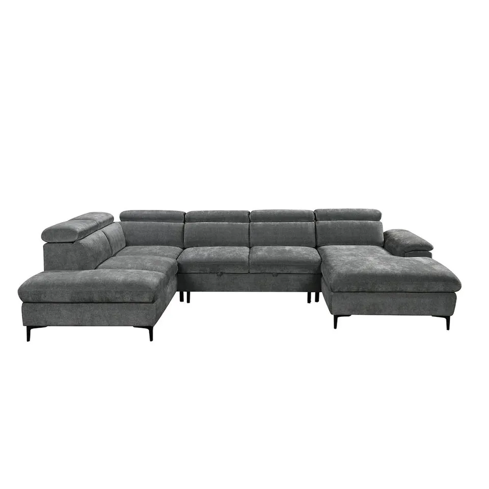 BOXED LEON FABRIC PULL OUT CORNER SOFA BED - GREY (3 BOXES) RRP £1399.99