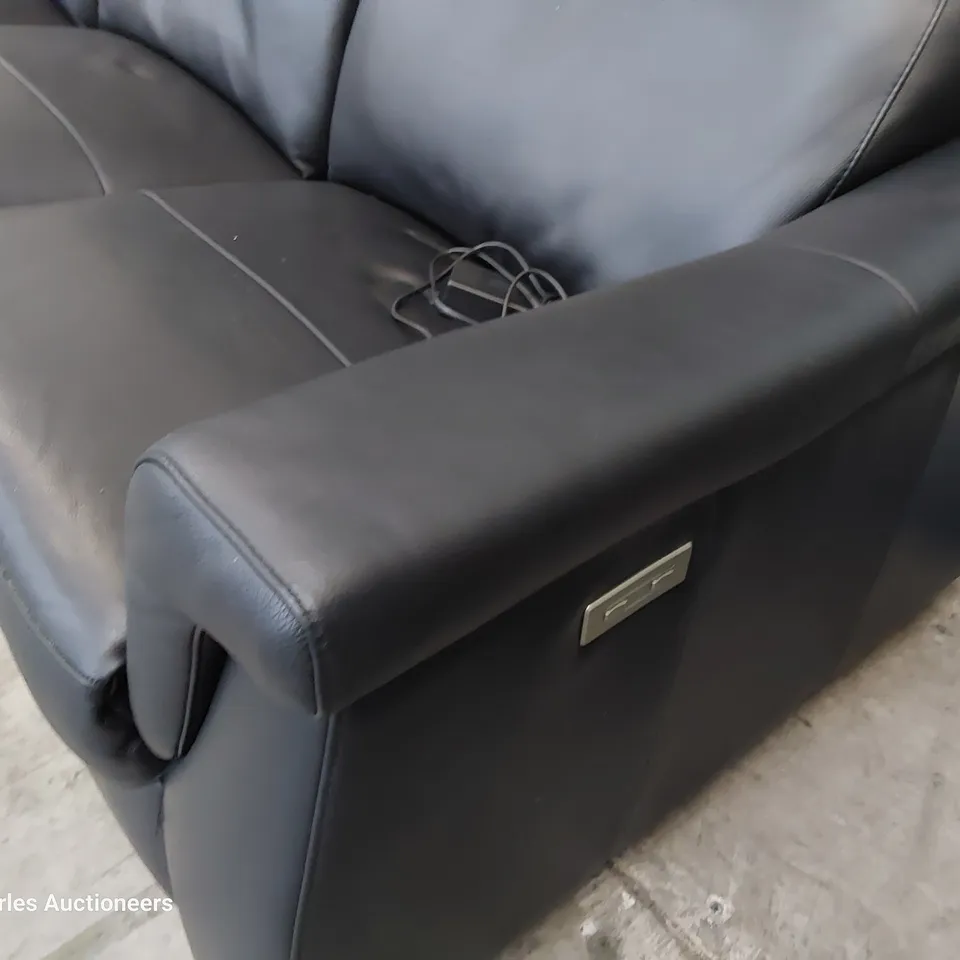 QUALITY ITALIAN DESIGNER ADRIANO POWER RECLINING THREE SEATER SOFA BLACK LEATHER 