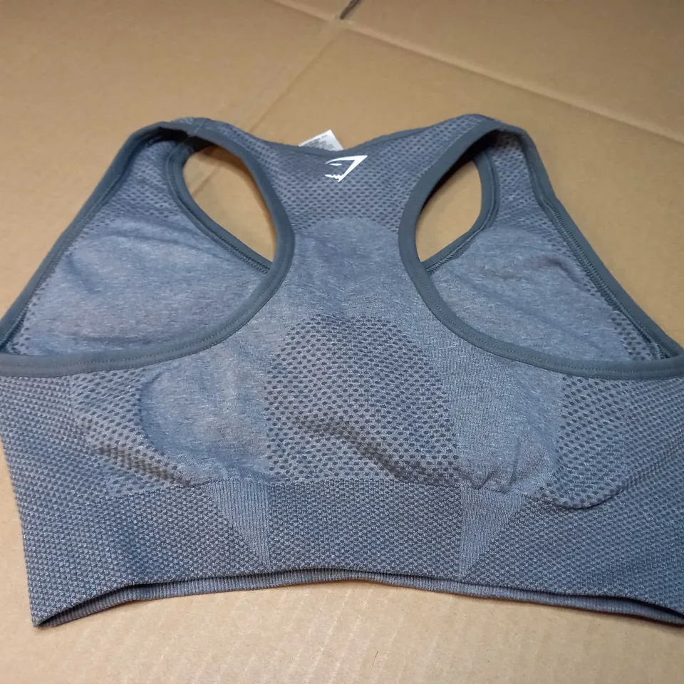 GYMSHARK GREY/LOGO SPORTS BRA - SMALL