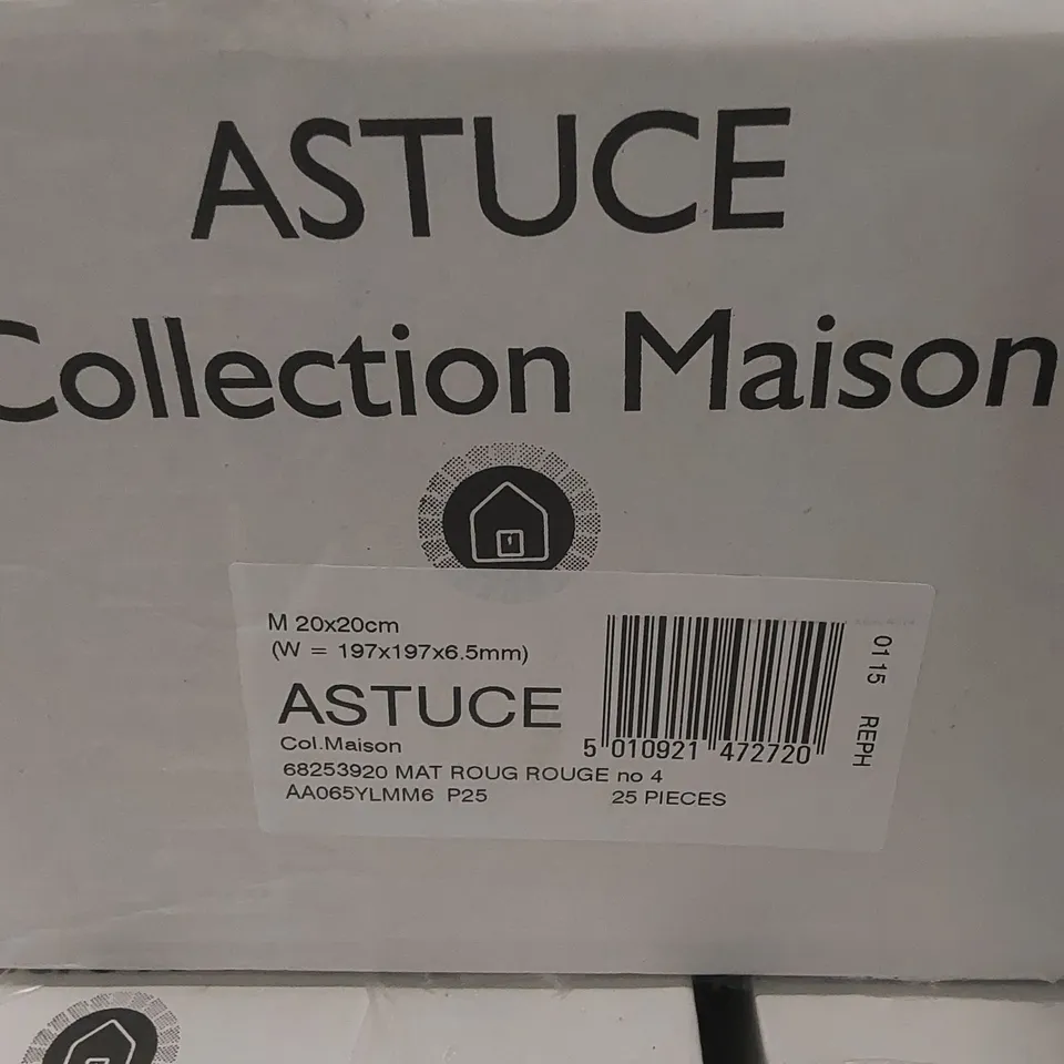 PALLET TO CONTAIN APPROX 96 X CARTONS OF JOHNSON ASTUCE COL.MAISON MAT ROUG ROUGE WALL TILES - 25 TILES PER CARTON // SIZE: 197 X 197 X 6.5mm