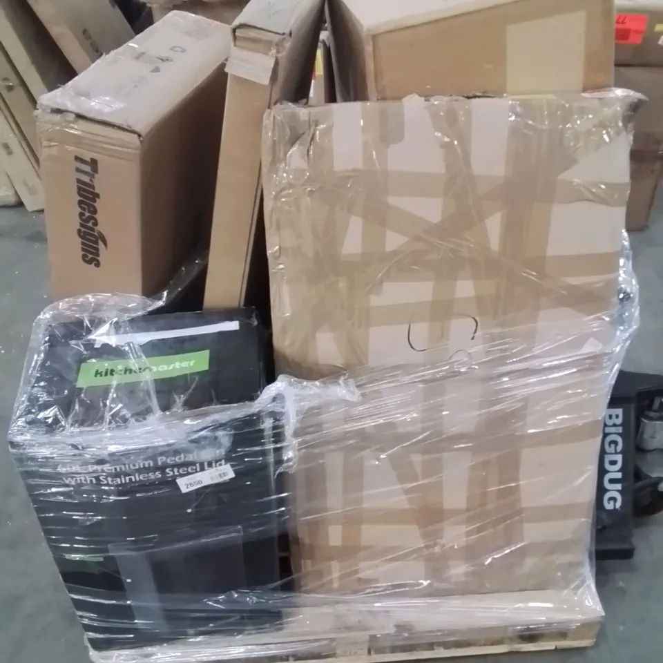 PALLET CONTAINING VARIOUS ASSORTED INCOMPLETE FURNITURE PARTS AND OTHER HOUSEHOLD ITEMS 