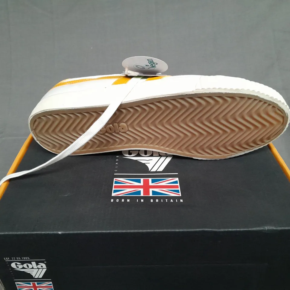 BOXED PAIR OF GOLA TENNIS MARK COX OFF WHITE/SUN UK 8