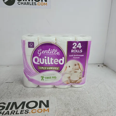 GENTILLE QUILTED 3 PLY LUXURY 24 ROLL PACK TOILET TISSUE