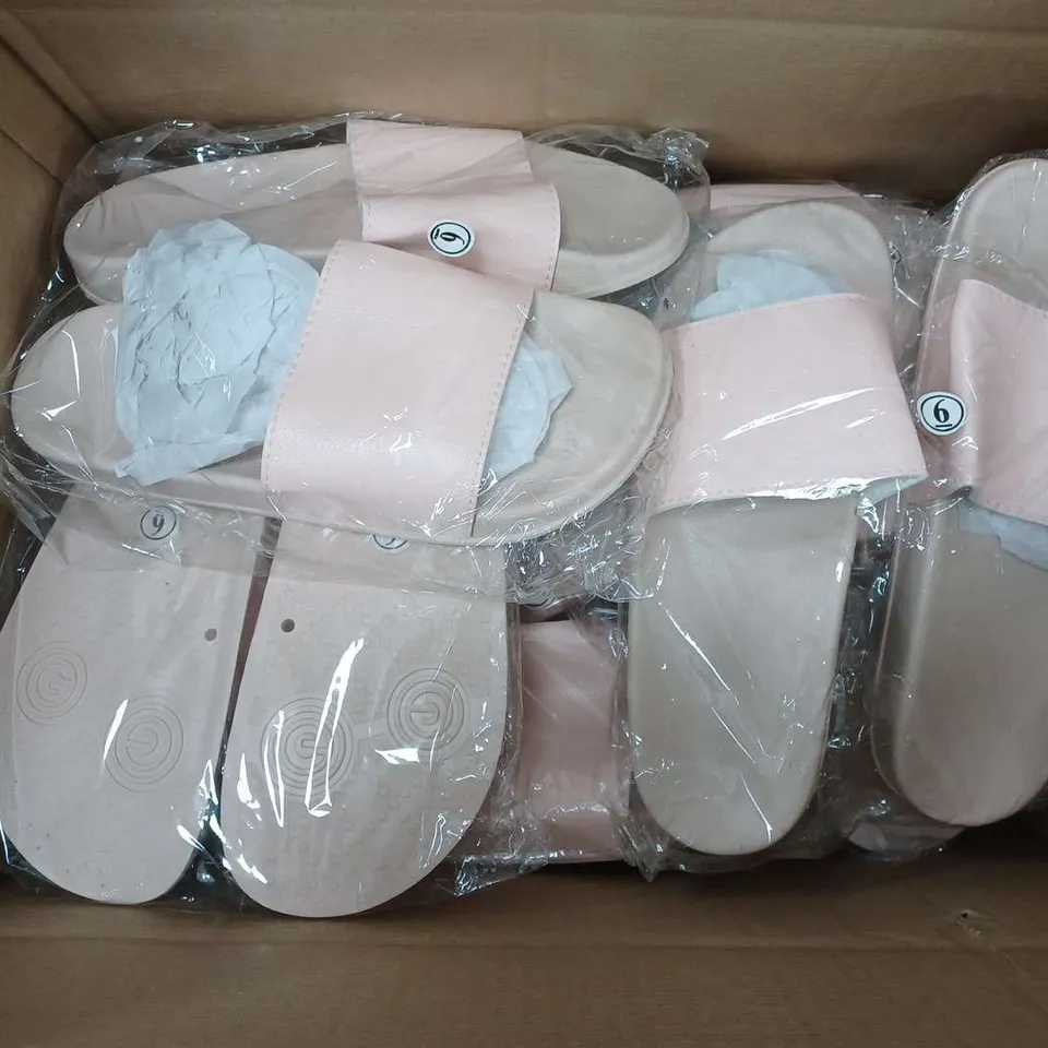 APPROXIMATELY 12 A SLIP ON SLIDERS IN PINK IN VARIOUS SIZES