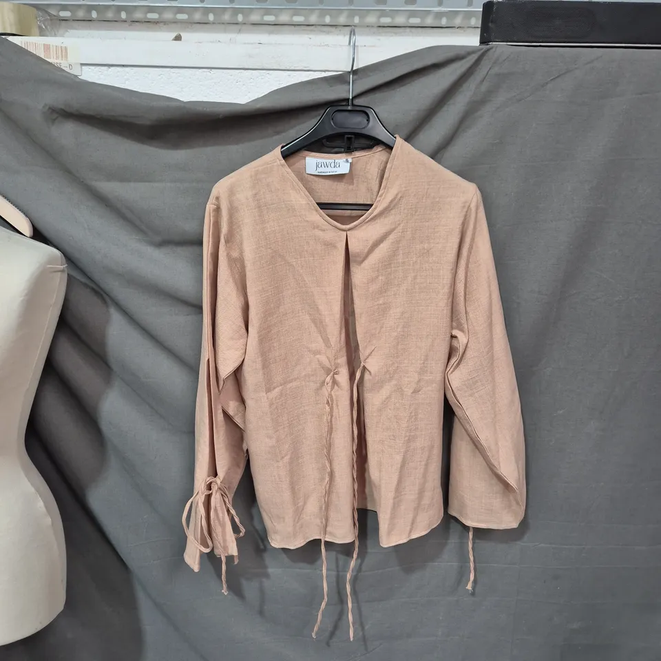 JAWDA BLUSH PINK HANDMADE IN THE UK LONG-SLEEVE BLOUSE SIZE SMALL