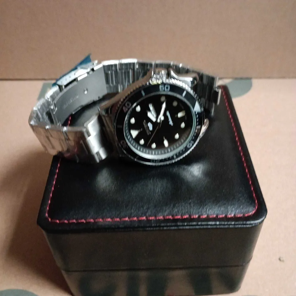 SEIKO SPORTS AUTOMATIC WATCH – BLACK DIAL, STAINLESS STEEL BRACELET