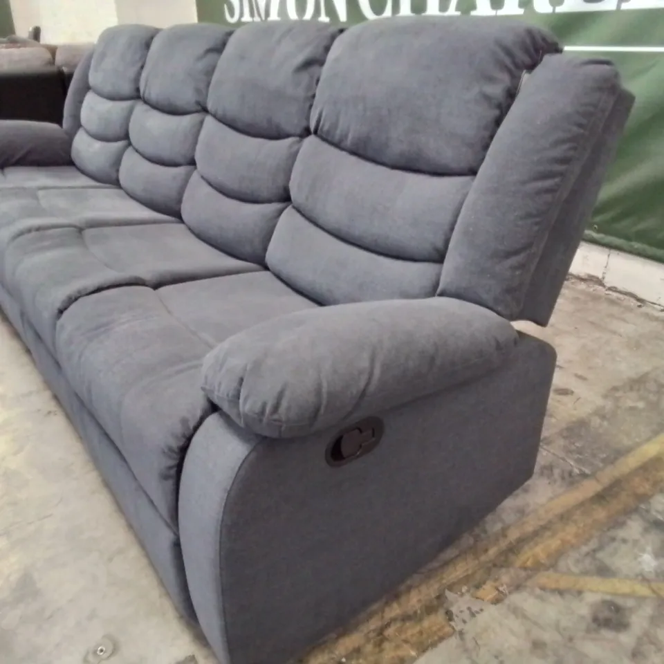 DESIGNER MANUAL RECLINING FOUR SEATER SOFA CHARCOAL FABRIC 